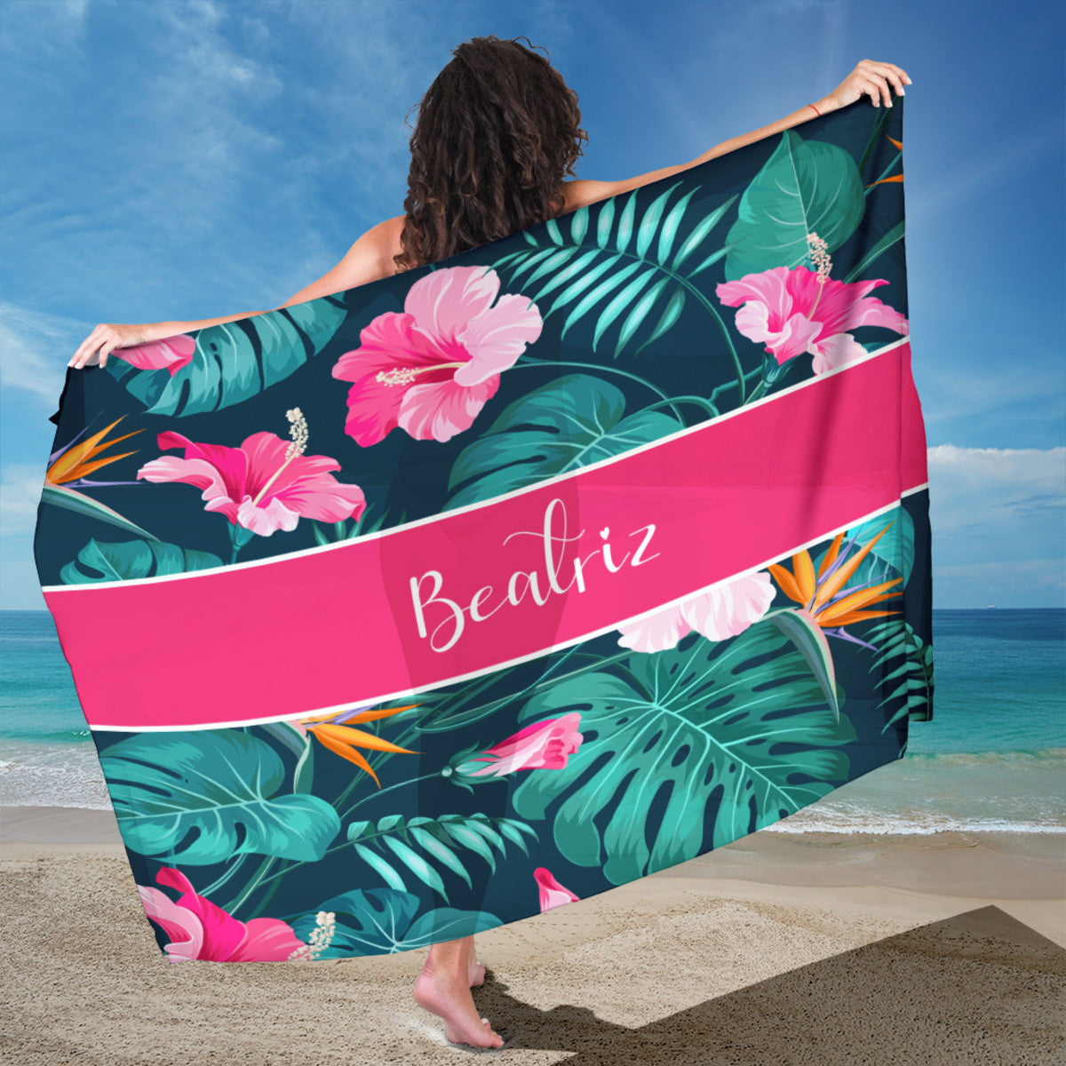 Canga de Praia Kit 10 unidades Personalizada com nome 90x135 cm Kit 10 Unidades Com Nome 90X135 Cm Personalizado