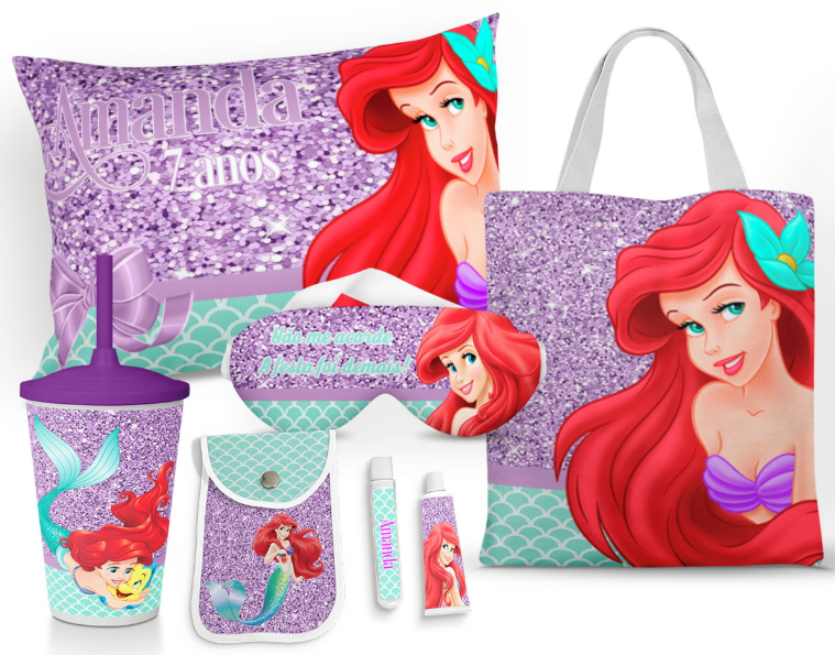 Kit Festa do Pijama com 7 itens personalizados Kit Com 7 Itens Personalizados Personalizado