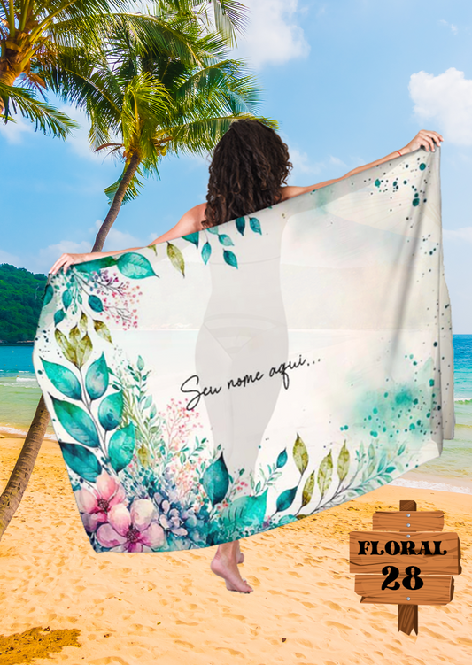Canga de Praia Floral Personalizamos com nome 90x135cm FLORAL28 Personalizado