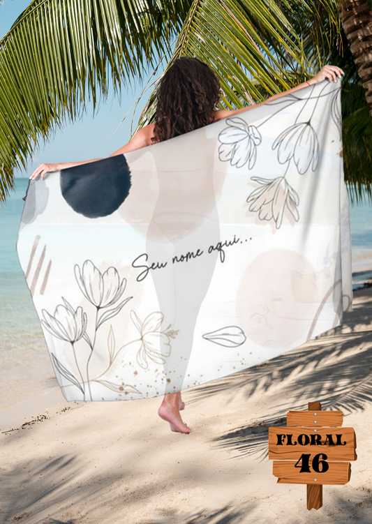 Canga de Praia Cópia de Floral Personalizamos com nome 90x135cm FLORAL46 Personalizado