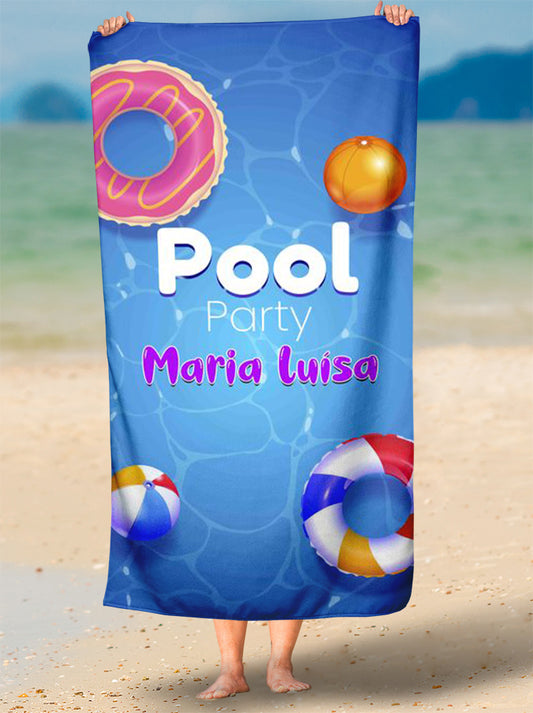 Toalha de Praia De Festa Na Piscina Pool Party Pool18 Personalizada